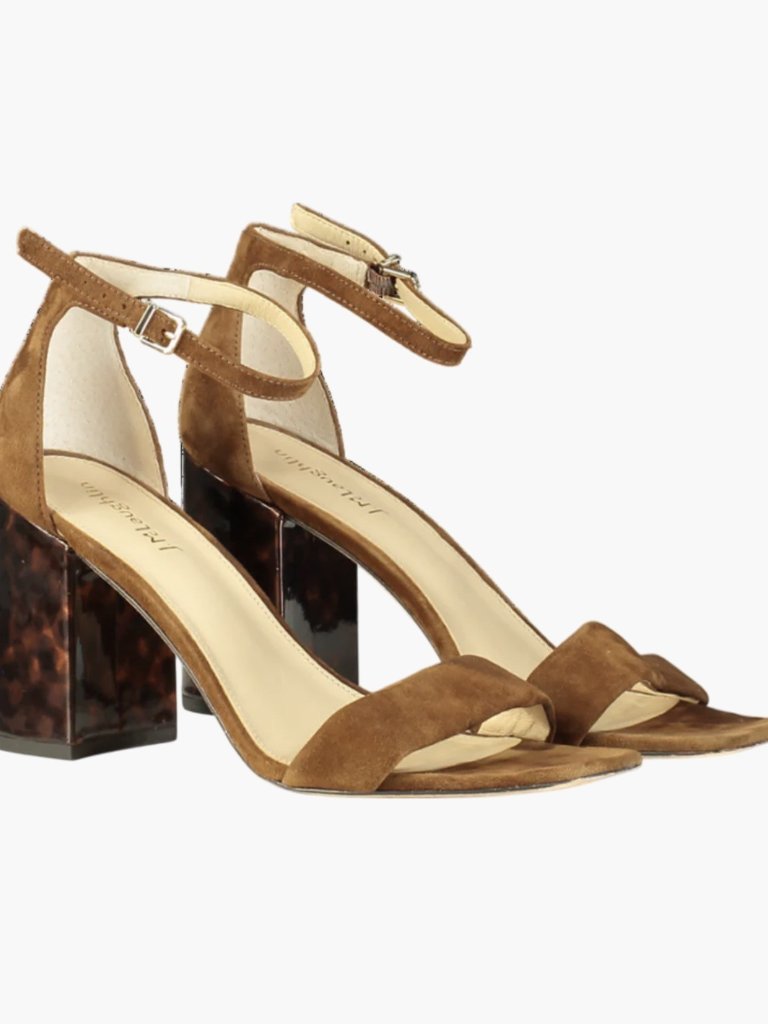 J Mclaughlin Esme Sandals Brown Suede Strap Tortoise Block Heel Size 8.5 Nwob